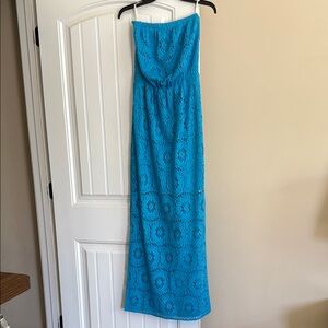 Lilly Pulitzer Elegant Blue Crochet Strapless Summer Dress Size Small